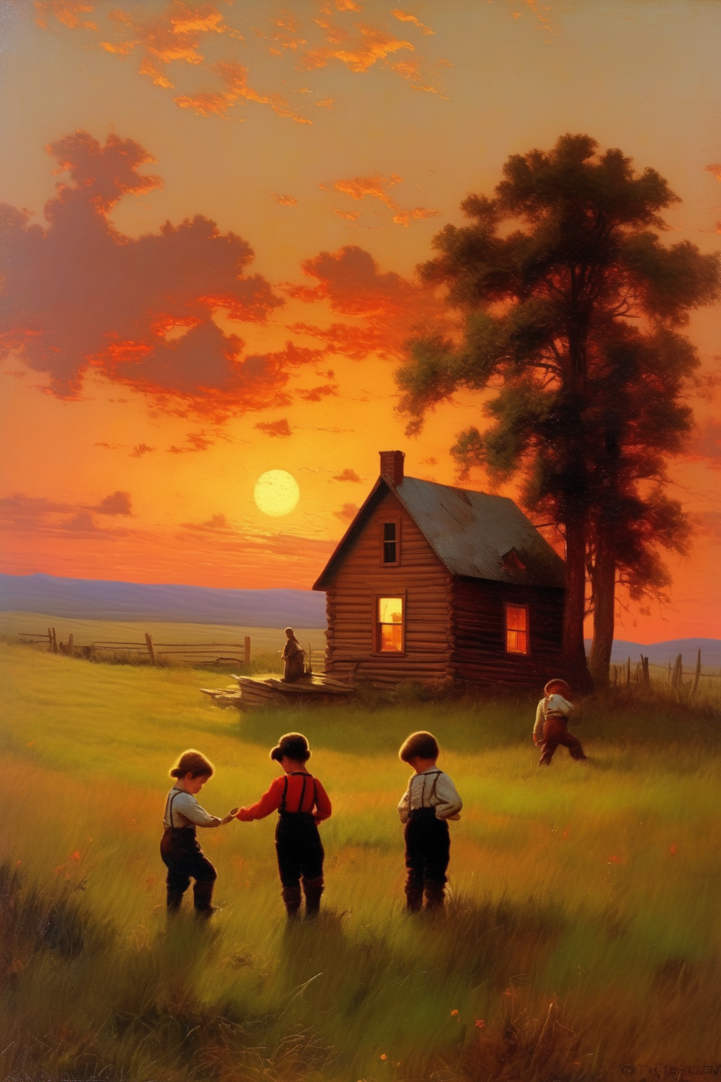 01162-4088917509-_lora_Worthington Whittredge Style_1_Worthington Whittredge Style - two little children play outside near a little house on the.png